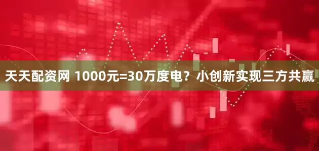 天天配资网 1000元=30万度电？小创新实现三方共赢
